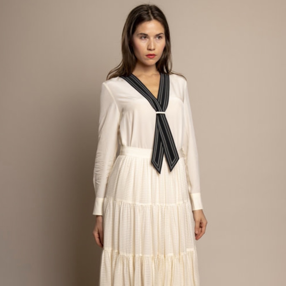 NEW! Tory Burch Silk Necktie Blouse